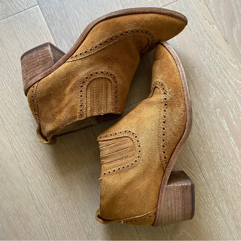 Madewell The Grayson Brogue suede Chelsea Boots tan brown size 7 - Picture 10 of 12